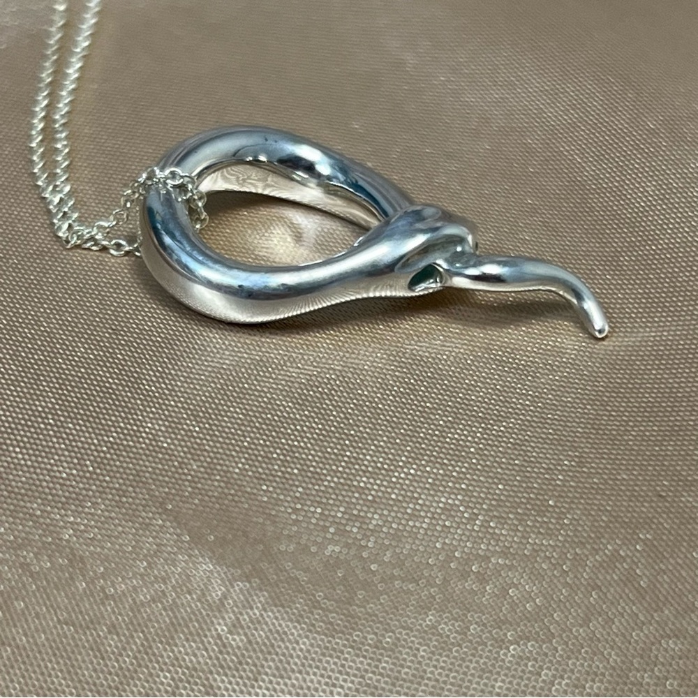 Tiffany & Co Elsa Peretti Snake Pendant Necklace Sterling Silver w/ Box & Pouch - Picture 13 of 16